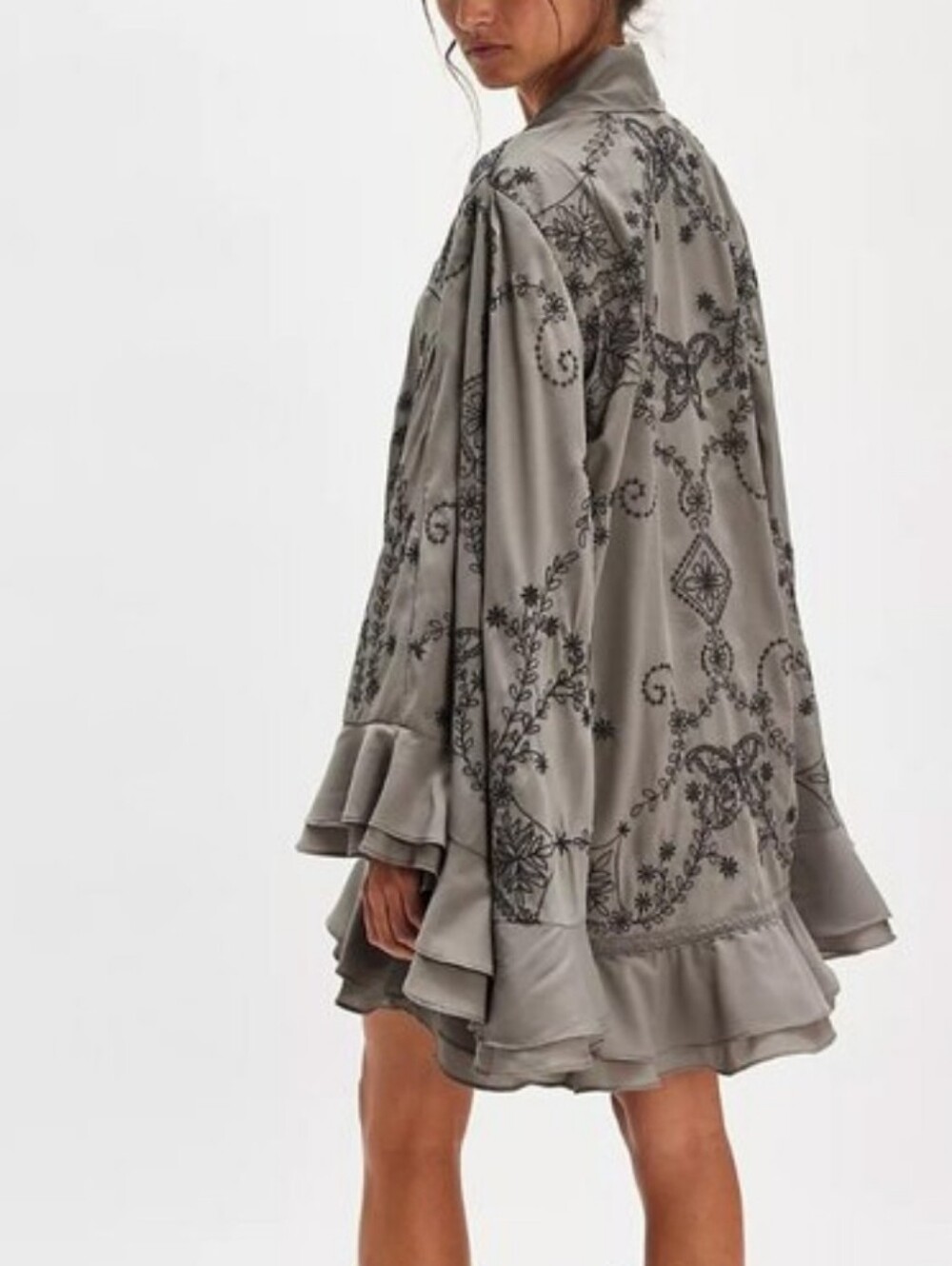 FREE PEOPLE Bali September Sun Mini Dress/Tunic Charcoal Grey Medium NWT$298 - Picture 10 of 12